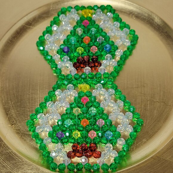 Vintage Beaded Christmas Tree Coasters - Picture 4 of 4